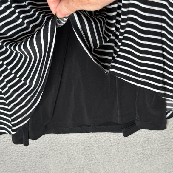 Chicos Tunic‎ Tabitha Top Size XL Black White Stripe Overlay Stretch Boho - Picture 7 of 11